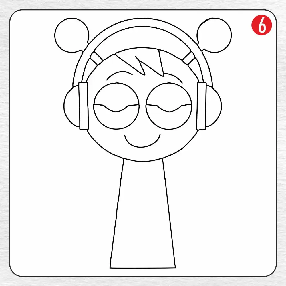 Sprunki coloring page drawing step 6