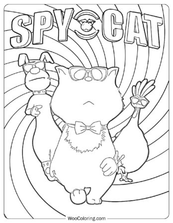 Spy Cat with Marnie, Elvis, and Eggbert Coloring Page