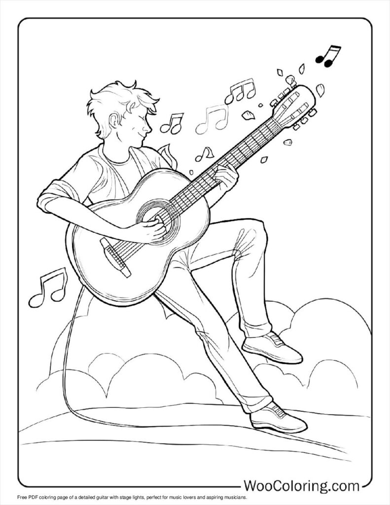 100  Guitar coloring pages  Free PDF To Print  - 45