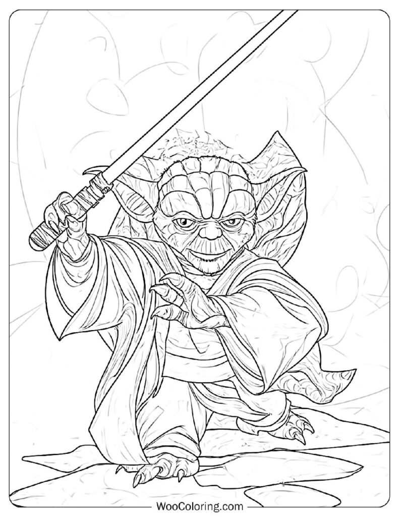 Star Wars Legendary Jedi Warrior Yoda Coloring Sheet
