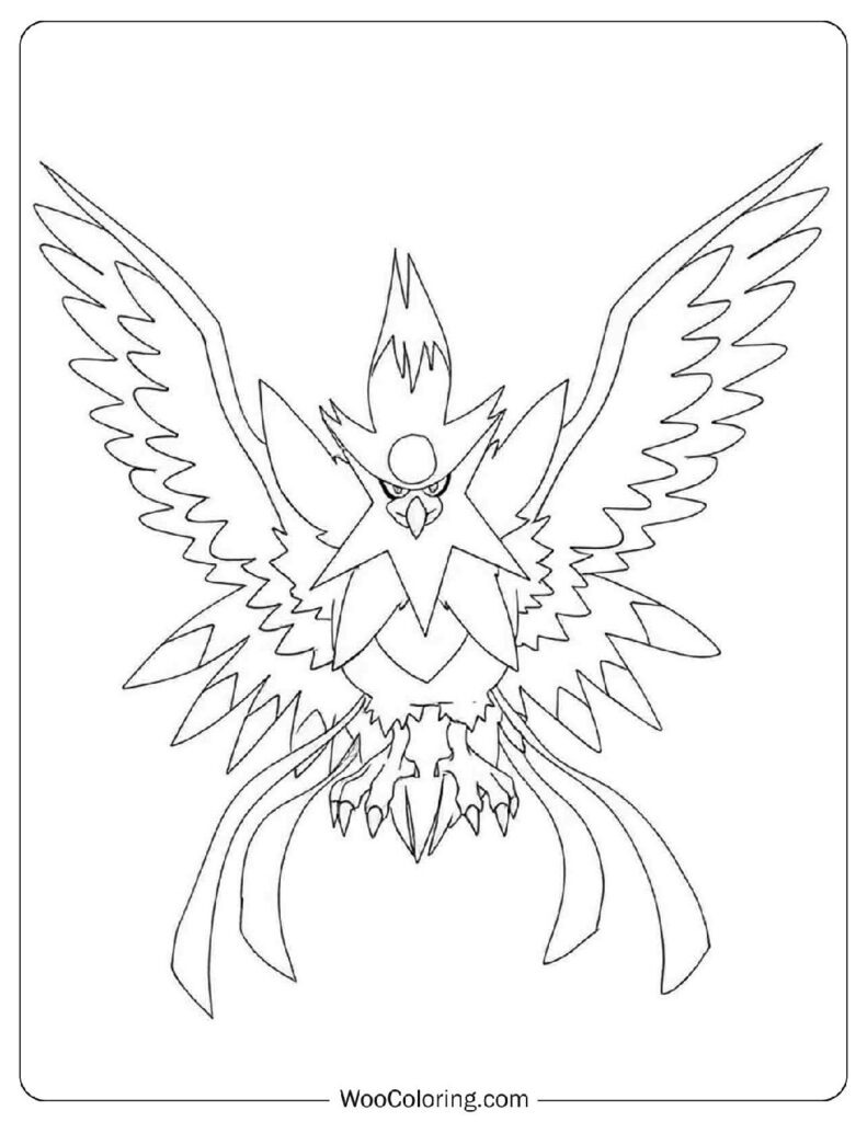 Staraptor in Flight Coloring Sheet for Preschoolers