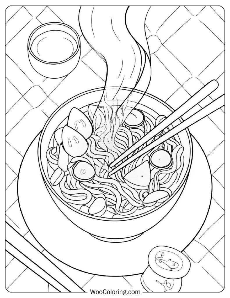 Food coloring page of Steamy Chinese Noodles