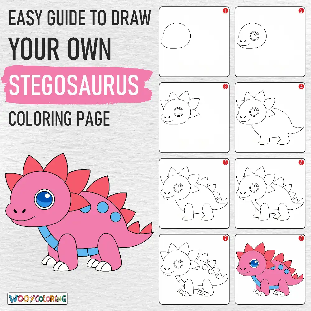 Stegosaurus coloring page drawing guide