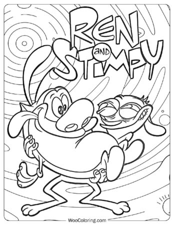 Stimpson J. Cat from The Ren & Stimpy Show Coloring Page
