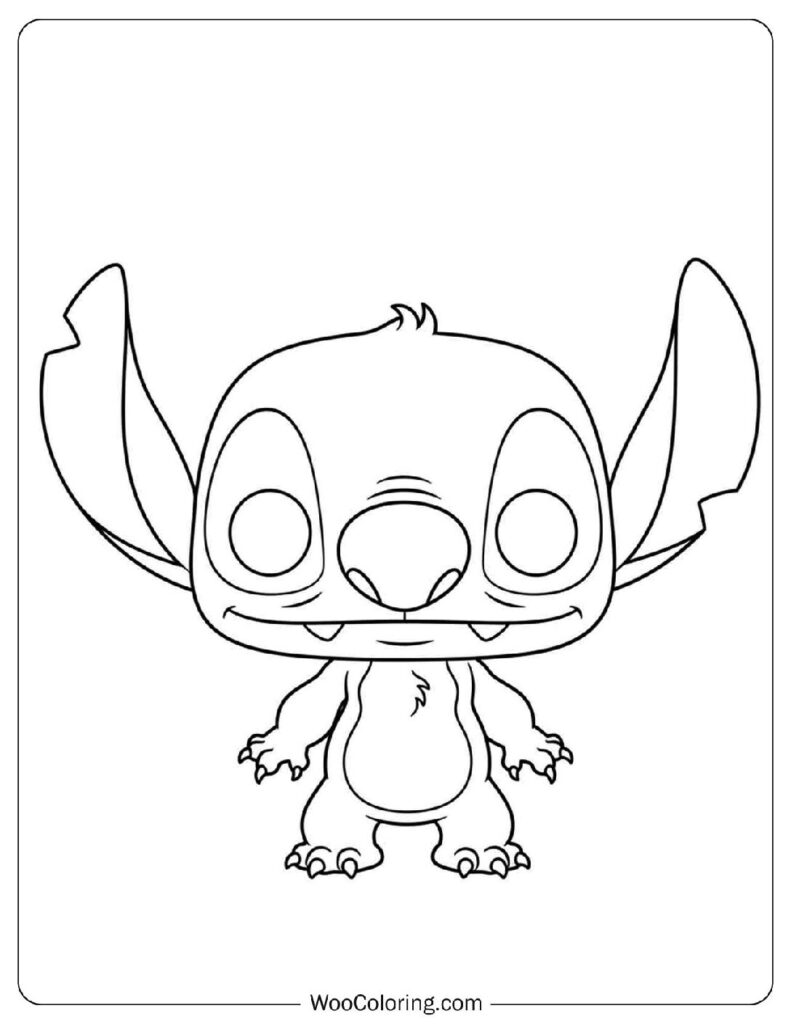 Stitch Funko Pop Style Outline Coloring Sheet for Preschoolers