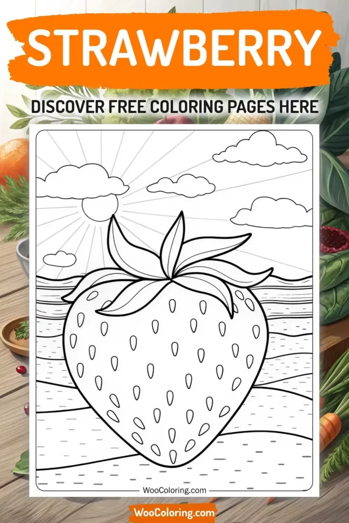 Strawberry coloring pages designs with food