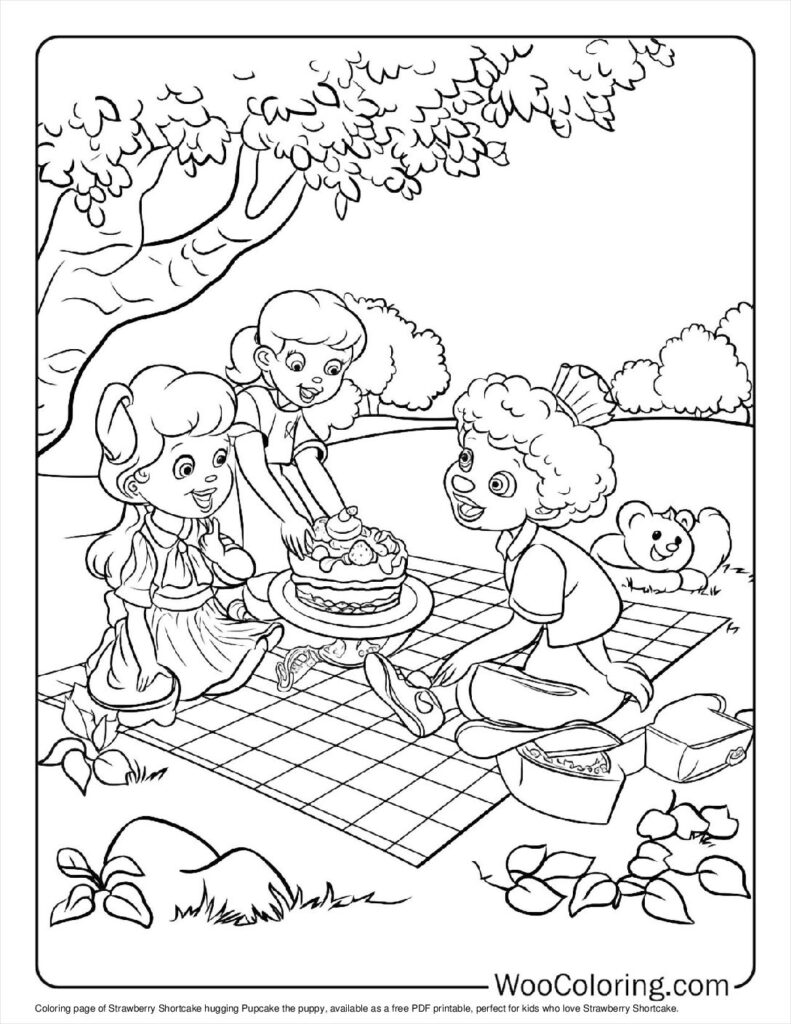 Strawberry and Pupcake Coloring Page