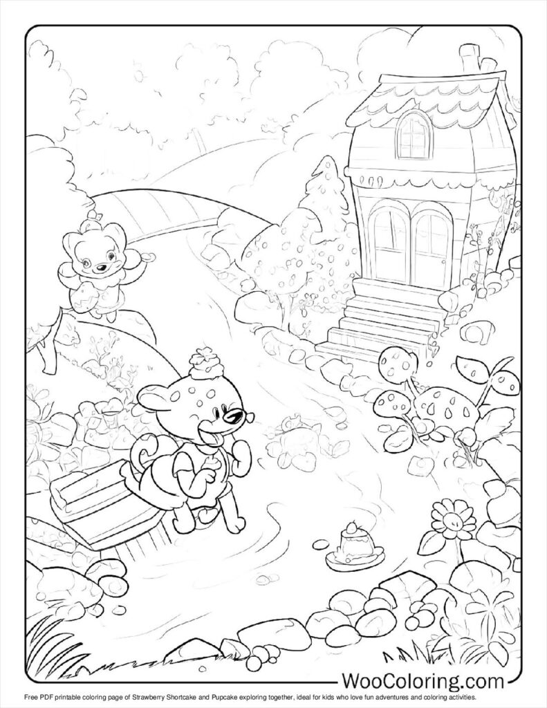 Strawberry and Pupcake Explore Coloring Sheet