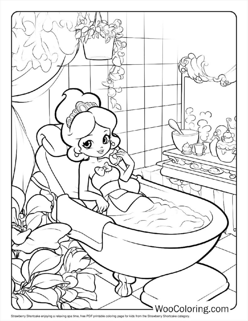 Strawberry’s Spa Time Coloring Page For Kids