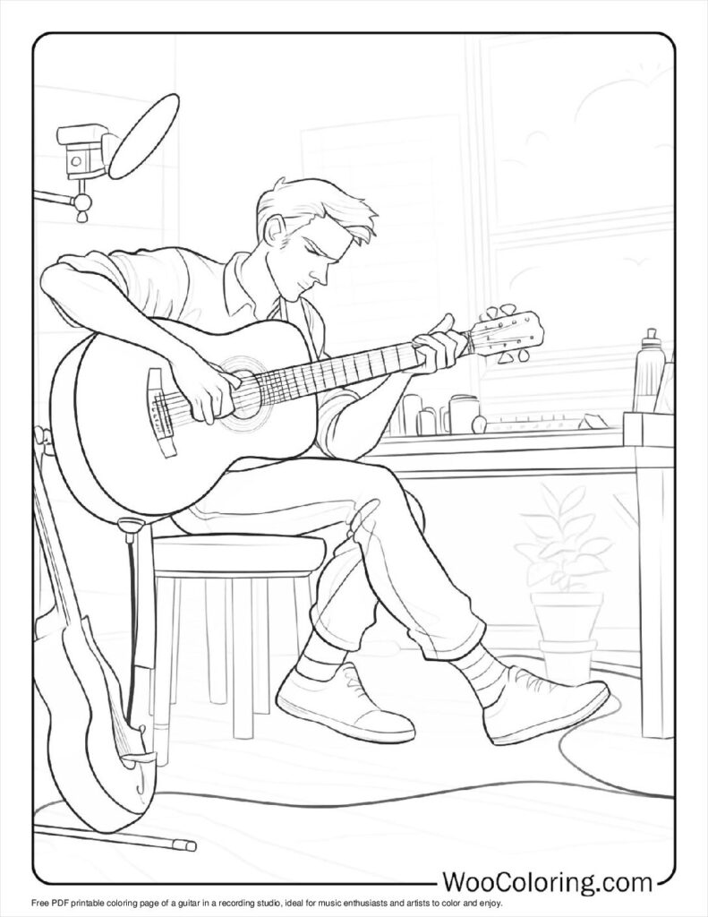 100  Guitar coloring pages  Free PDF To Print  - 94