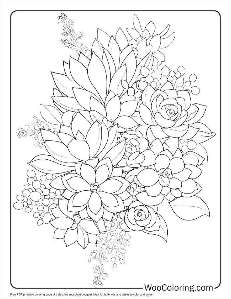 100  Succulent coloring pages  Free PDF To Print  - 72