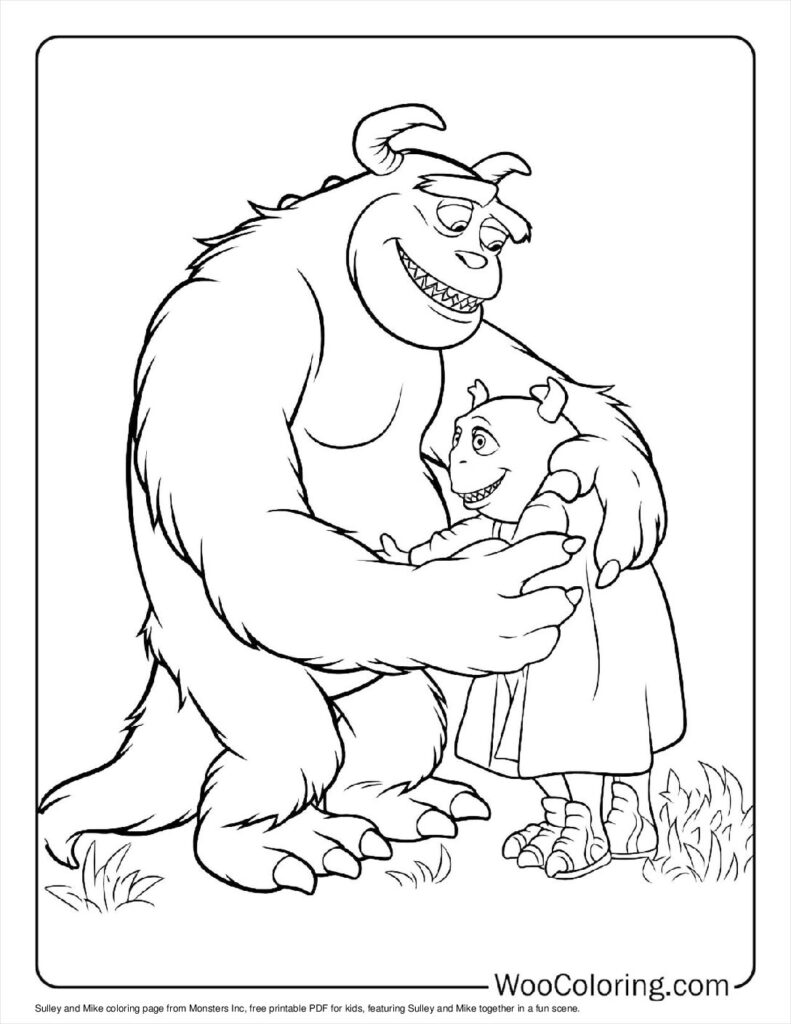 Sulley and Mike together Coloring Page For Kids