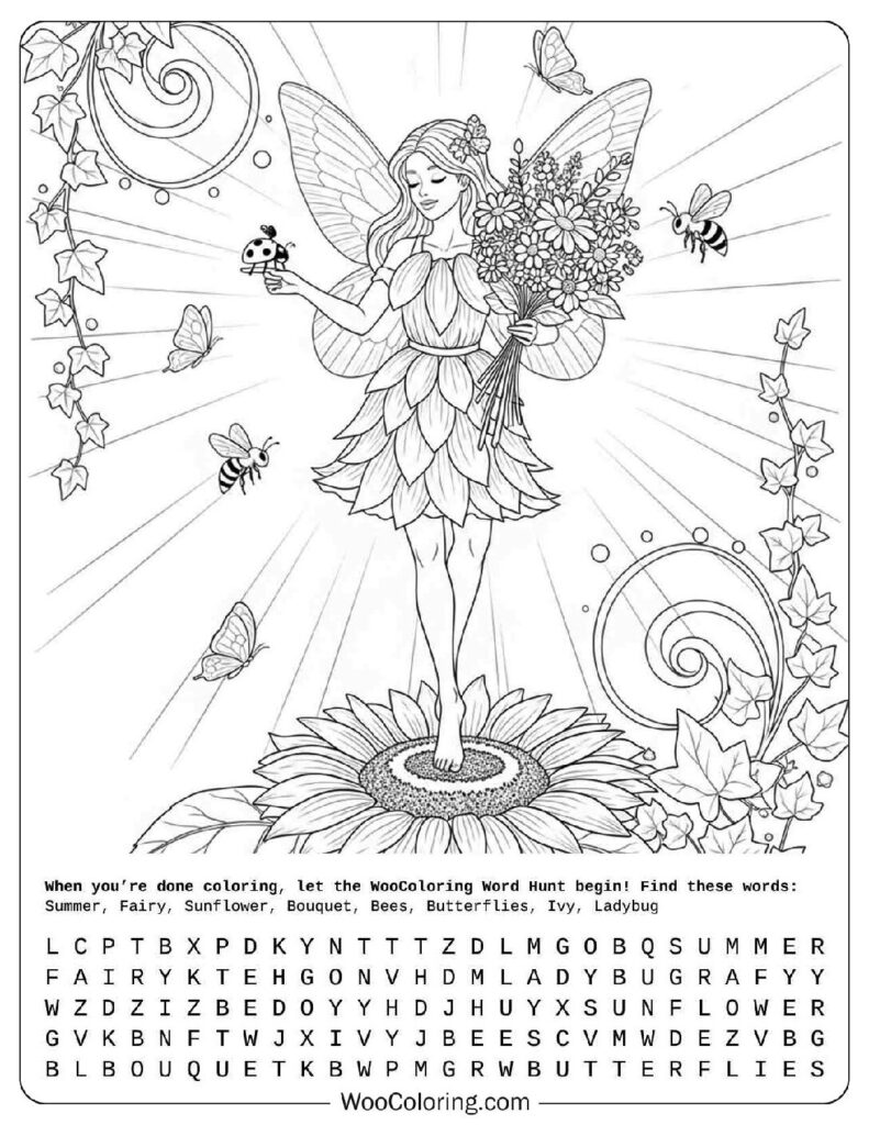 Summer Fairy Coloring Page