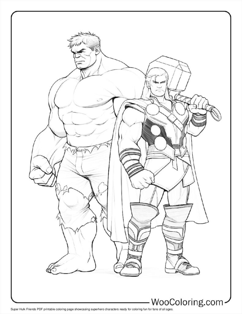Super Hulk Friends Coloring In For Kids
