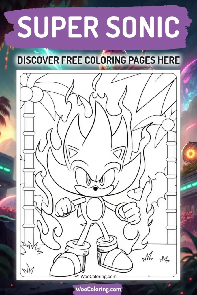 Super Sonic coloring pages designs from video game