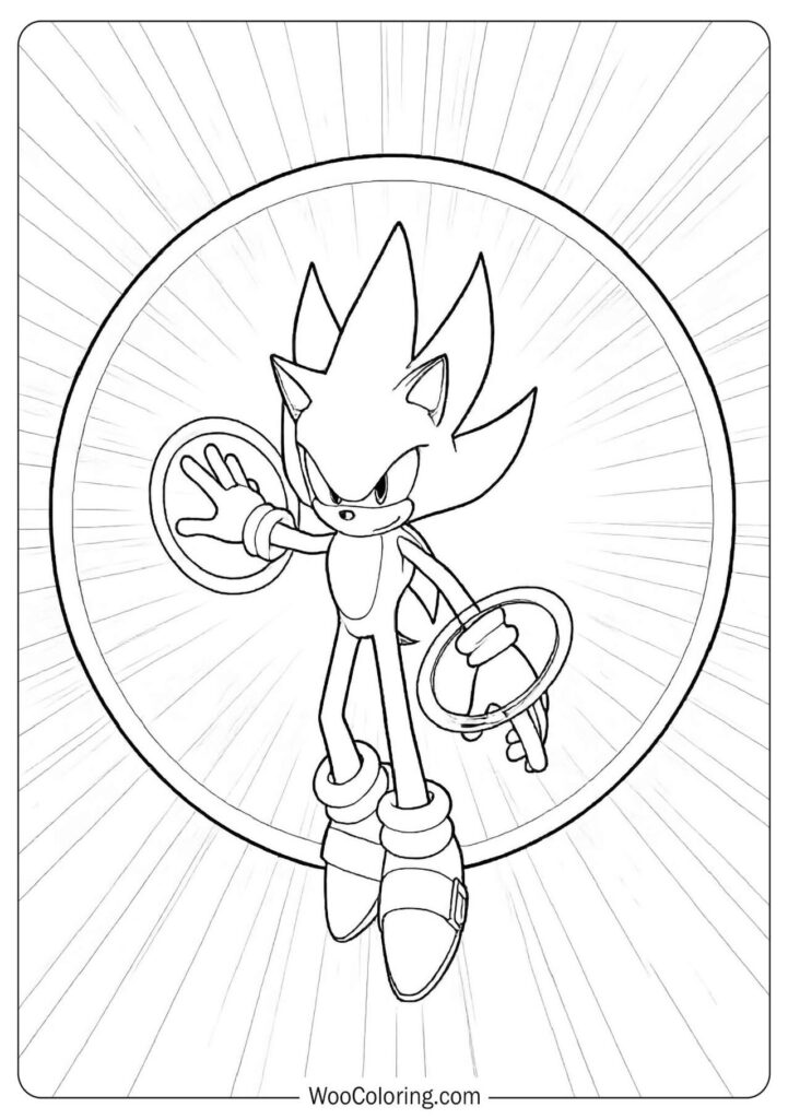 Super Sonic Heroic Pose from the Movie with Radiating Golden Energy
