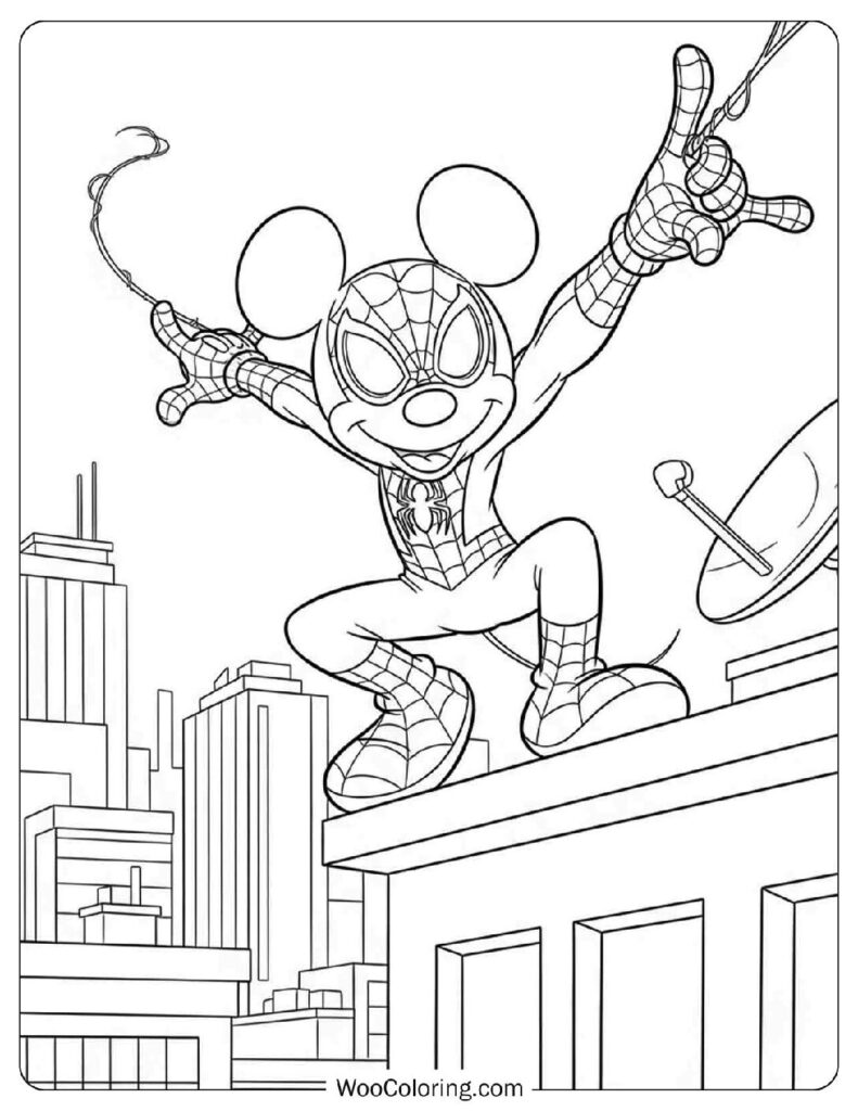 Superhero Mickey Mouse in Spider-Man Style