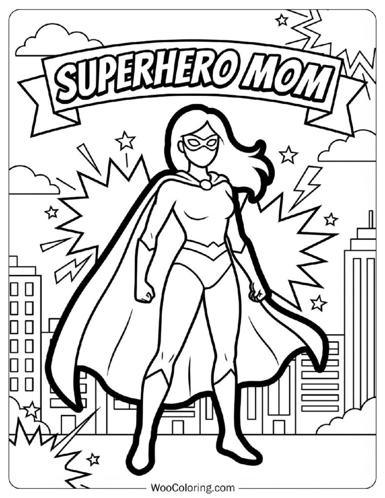 Superhero Mom Banner with a Mother in a Cape