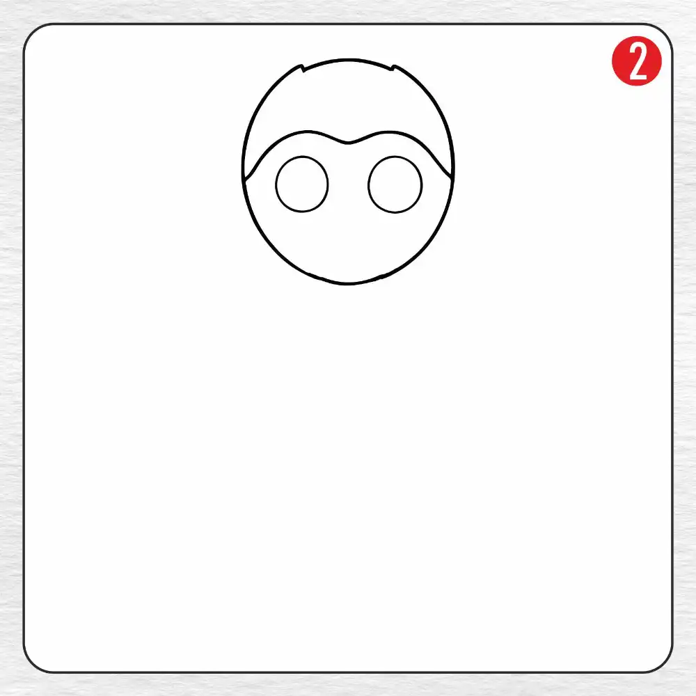 Superhero coloring page drawing step 2