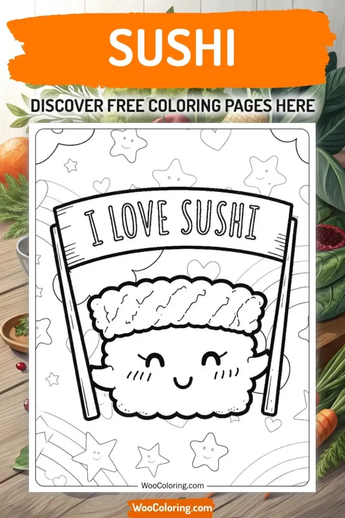 Sushi coloring pages designs with food
