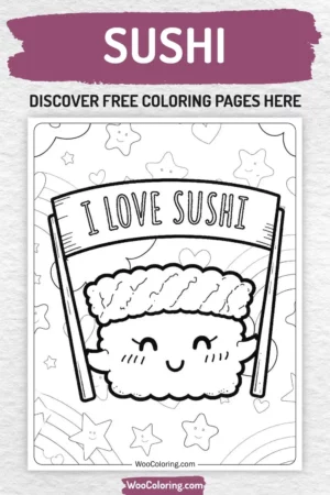 Sushi coloring pages designs for kids