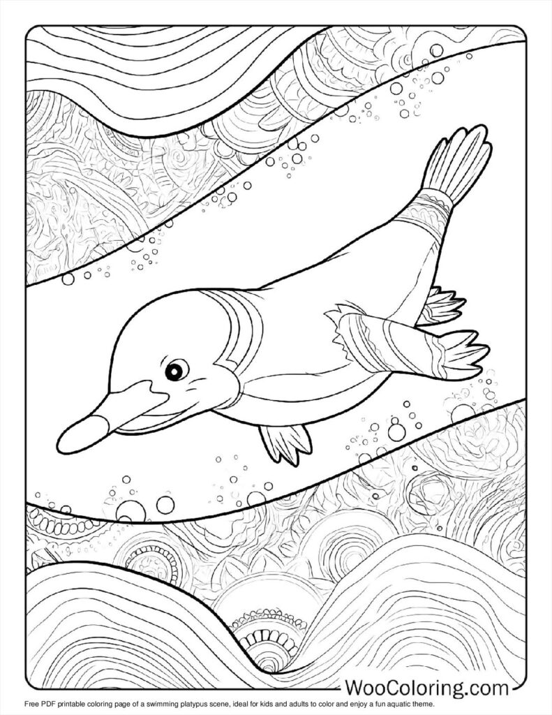 Swimming Platypus Scene For Kids