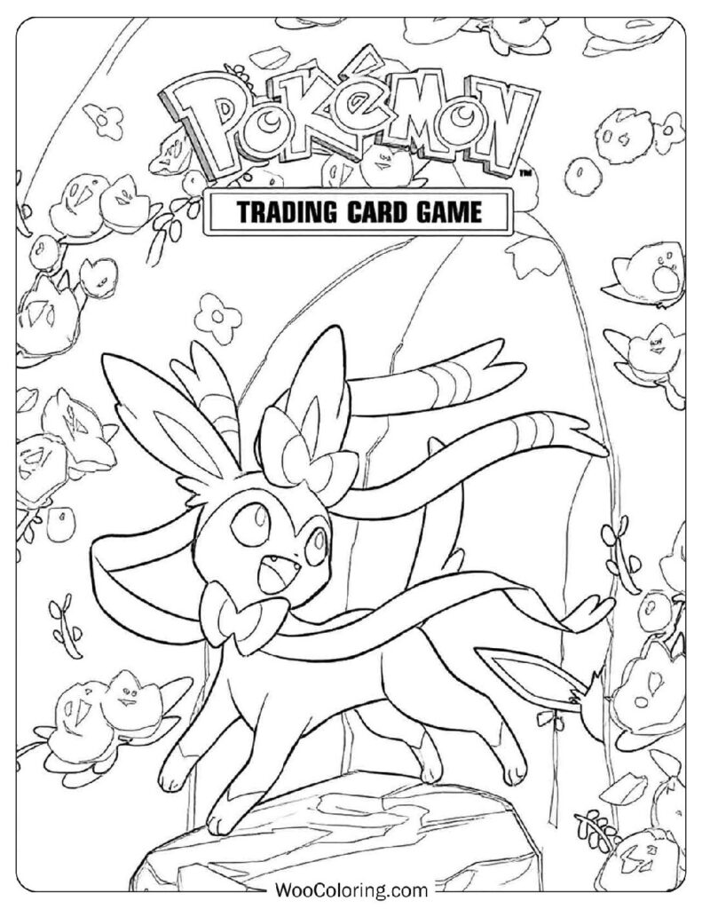 Sylveon in a Flower Garden Coloring Sheet