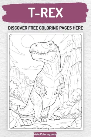 T-Rex coloring pages designs for kids