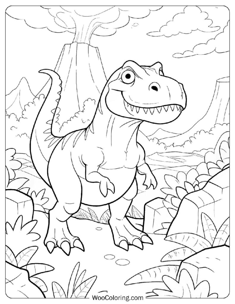 T-Rex Fighting Coloring In For Kids