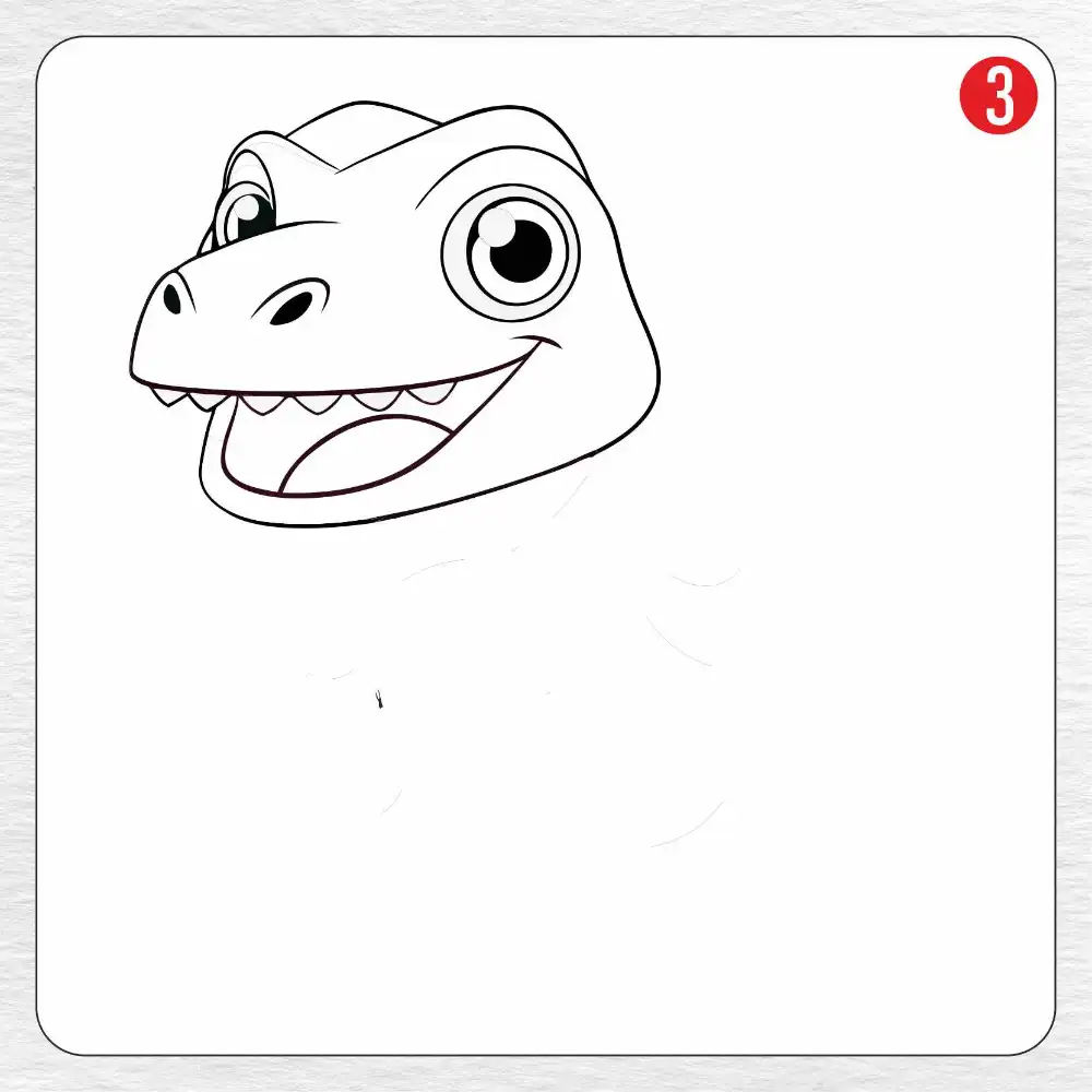 T-Rex coloring page drawing step 3