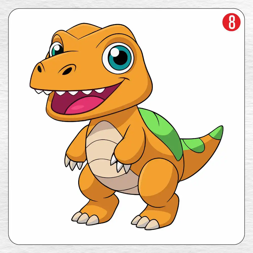 T-Rex coloring page drawing step 8