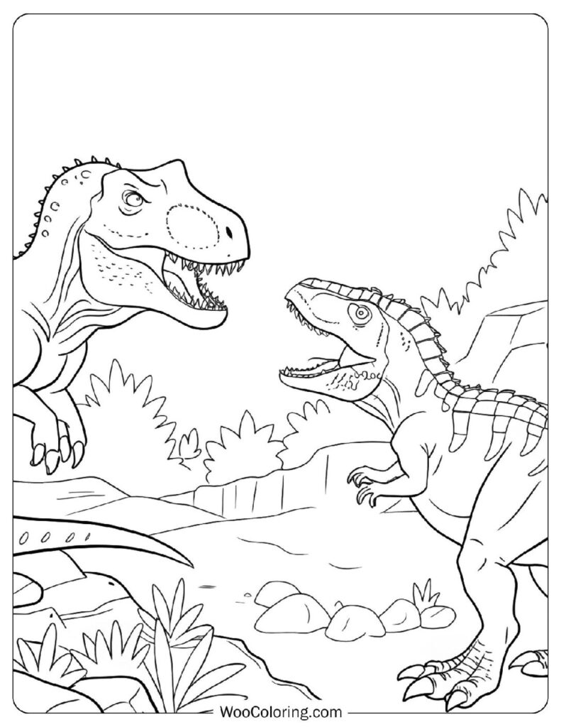 T-Rex vs Carnotaurus Picture to Color