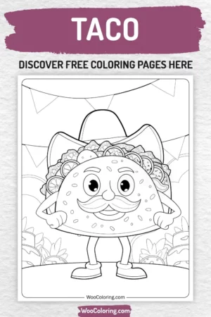 Taco coloring pages designs for kids