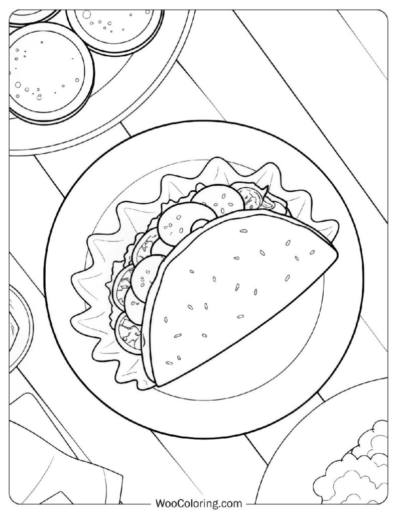Food coloring page of Tasty Tacos