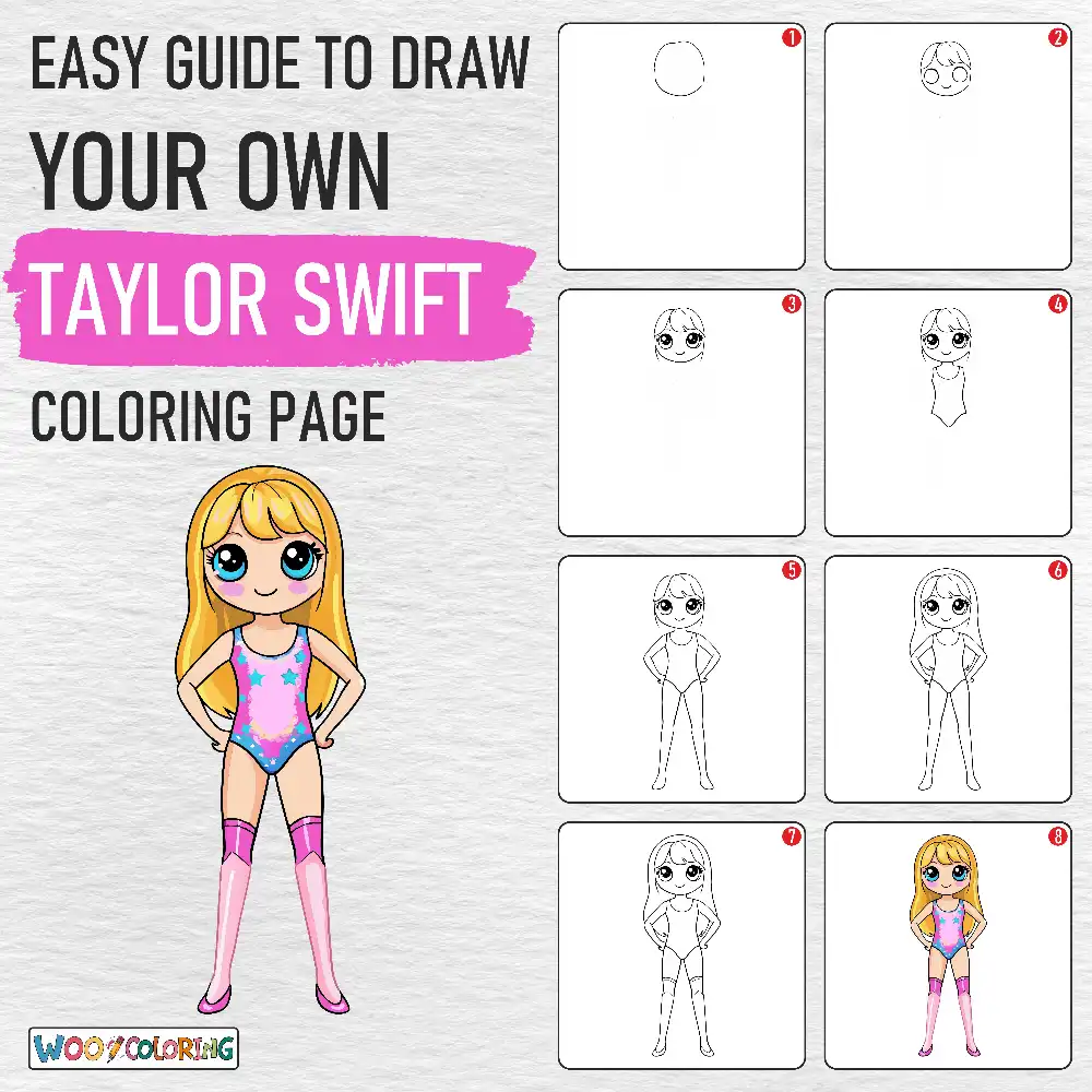 Taylor Swift coloring page drawing guide
