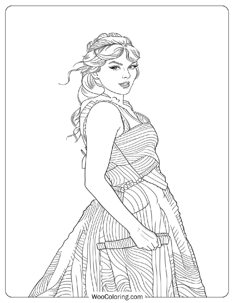 Taylor Swift - Enchanted - Coloring Page For Preschoolers