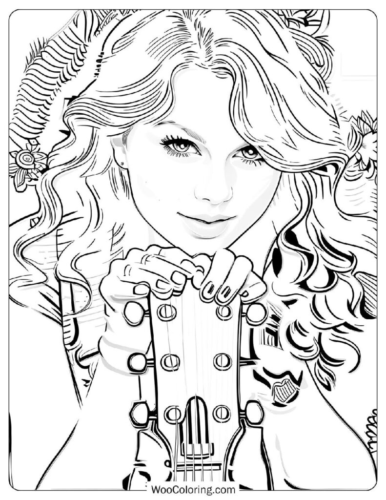 Taylor Swift - Teardrops on My Guitar - Coloring Page For Kids