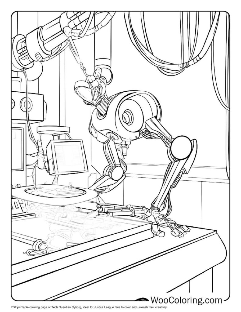 Tech Guardian Cyborg Coloring In For Kids