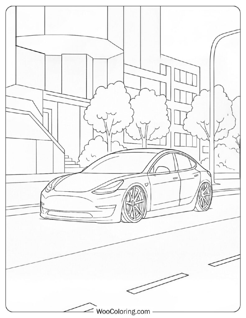 Tesla Model 3 Lowrider Coloring Picture
