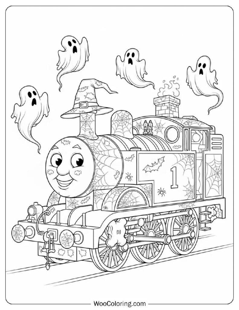 Thomas the Train Halloween coloring page