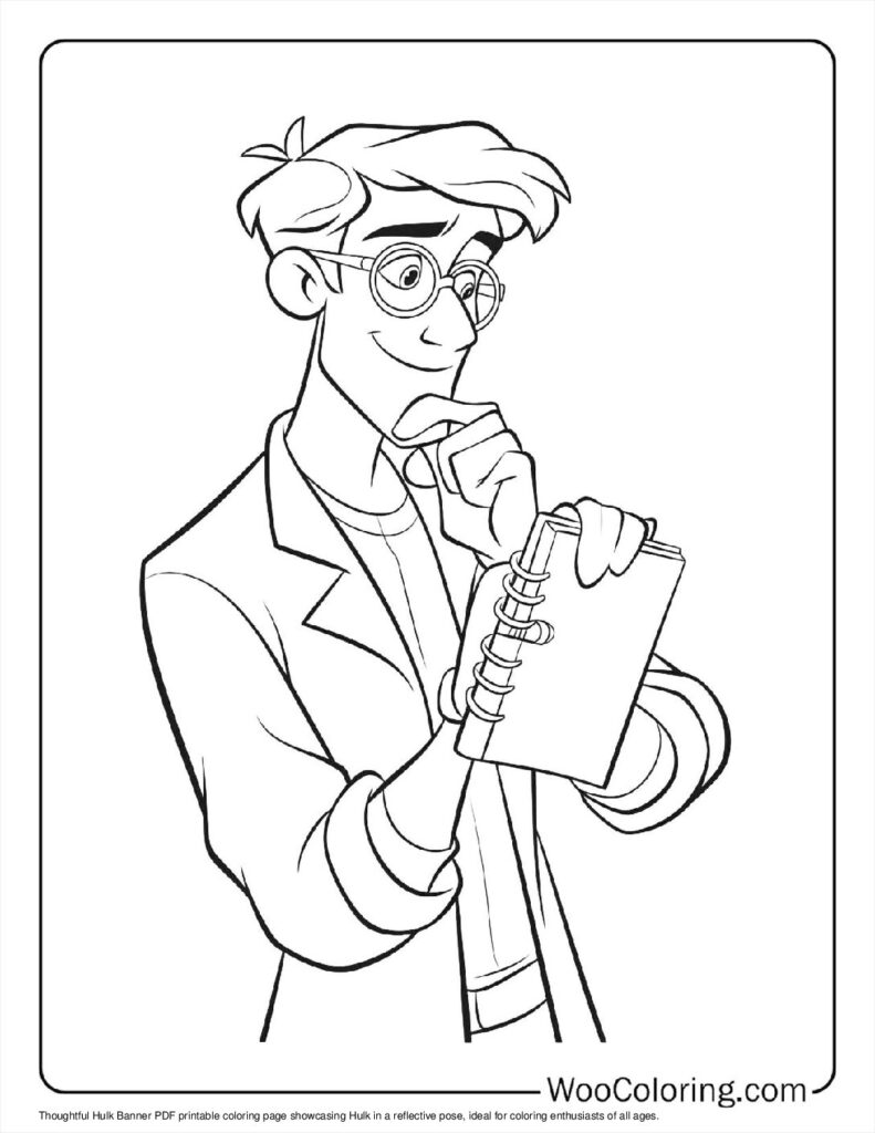 Thoughtful Hulk Banner Coloring Page For Kids