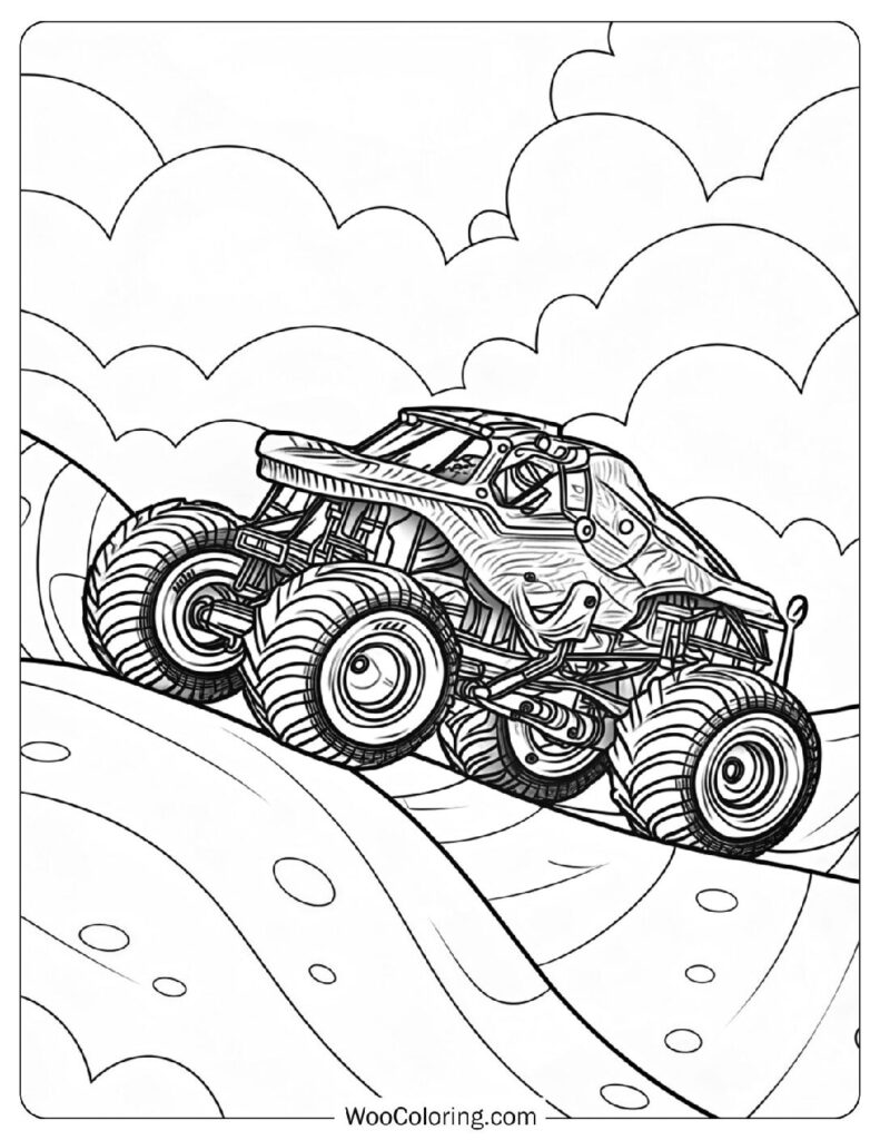 Thunderroarus Monster Truck with Roaring Engine and Lightning Bolt Graphics Sheet to Color