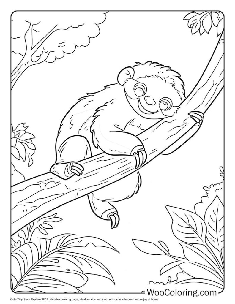 100  Sloth coloring pages  Free PDF To Print  - 13