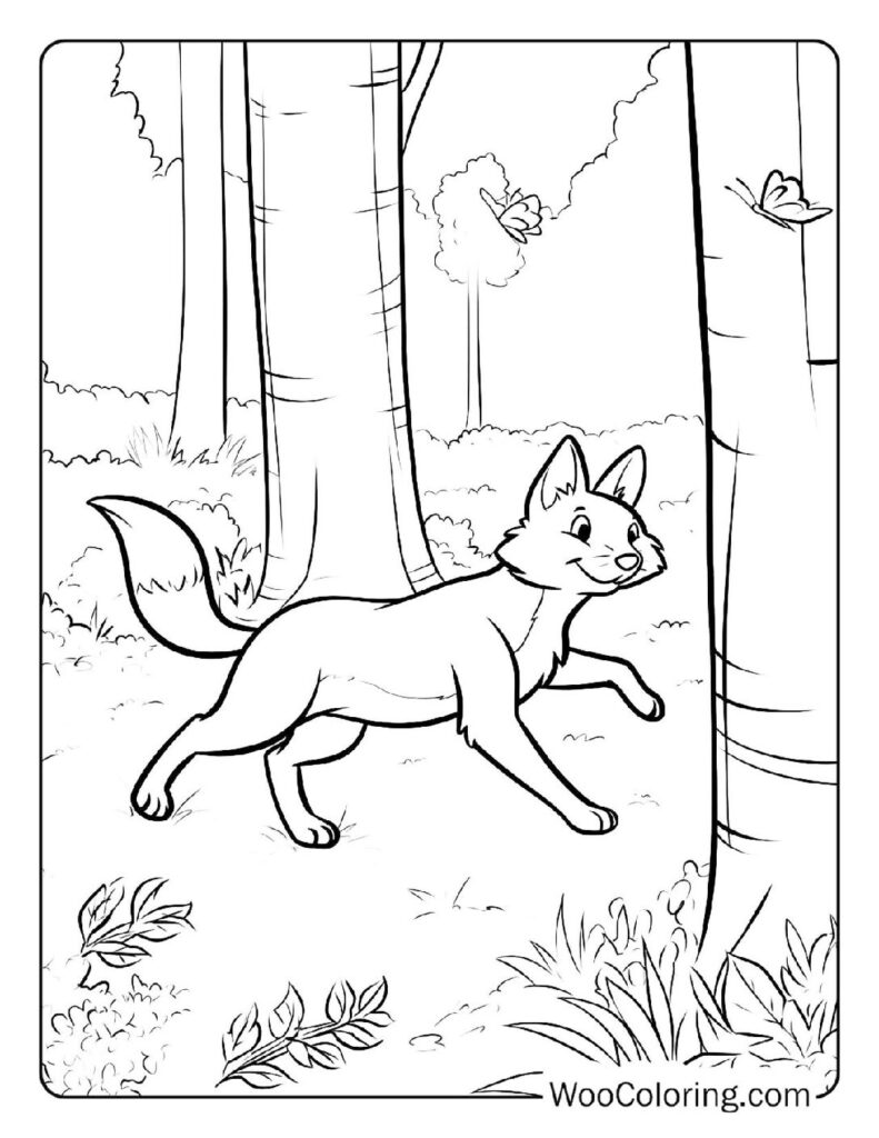 Tod Explores the Woods Coloring Page For Kids