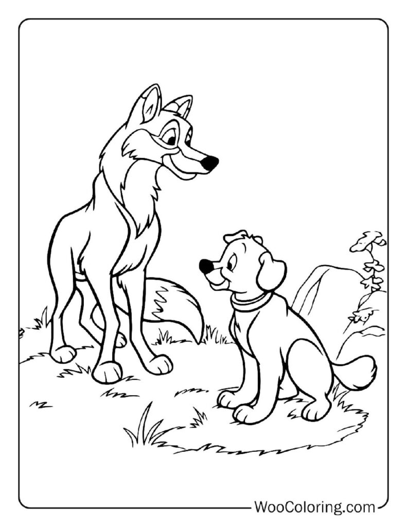Tod Meets Copper Coloring Page