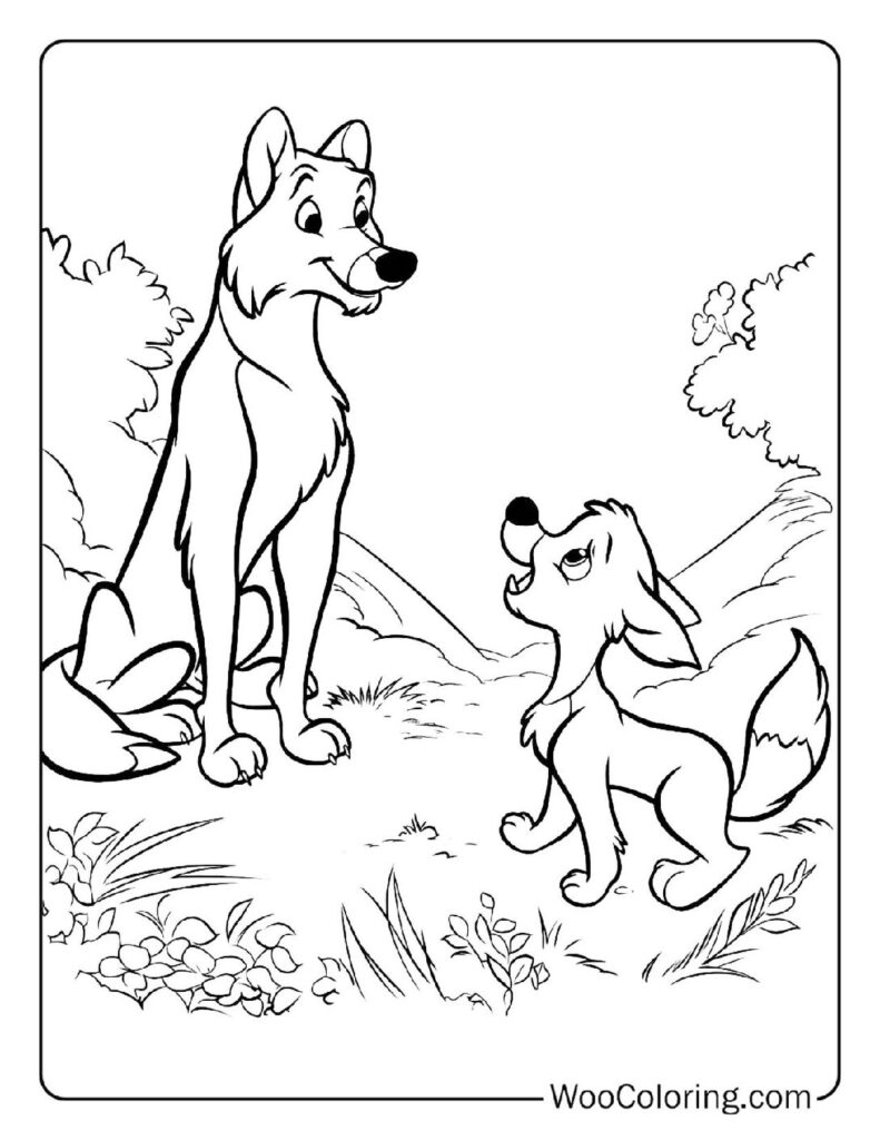 Tod and Copper Unite Coloring In For Kids