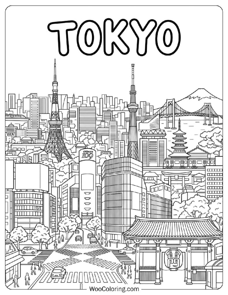 Tokyo Skyline with Tokyo Tower and Shibuya District