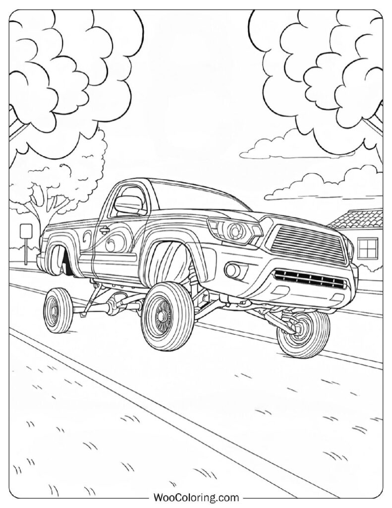 Toyota Bouncing Lowrider Coloring Page