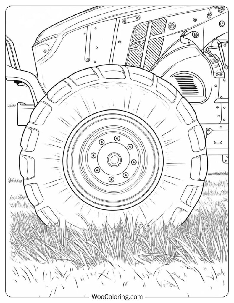 Tractor Tire Coloring Sheet For Preschoolers