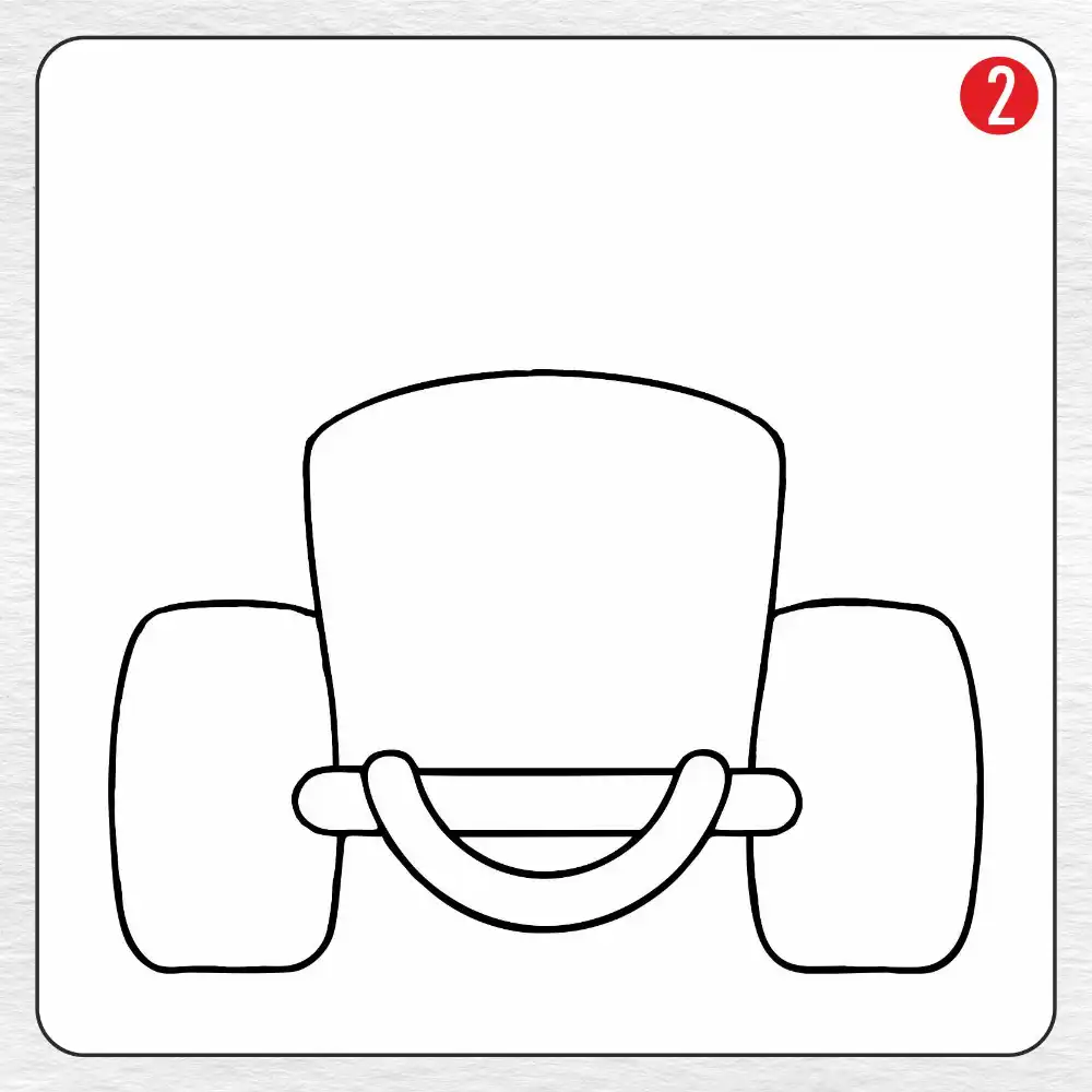 Tractor coloring page drawing step 2